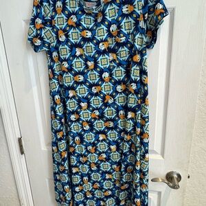 Disney Blue and Orange Patterned Midi Dress
